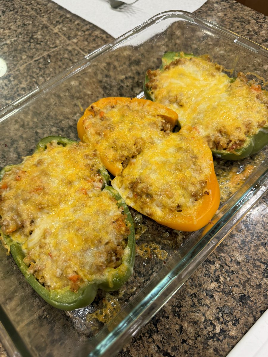Ground Turkey and Quinoa Stuff Bell peppers with cheese came out legit AF last night! 🔥 #FoodPorn #Food #MenThatCook #Vocalist #Healthy