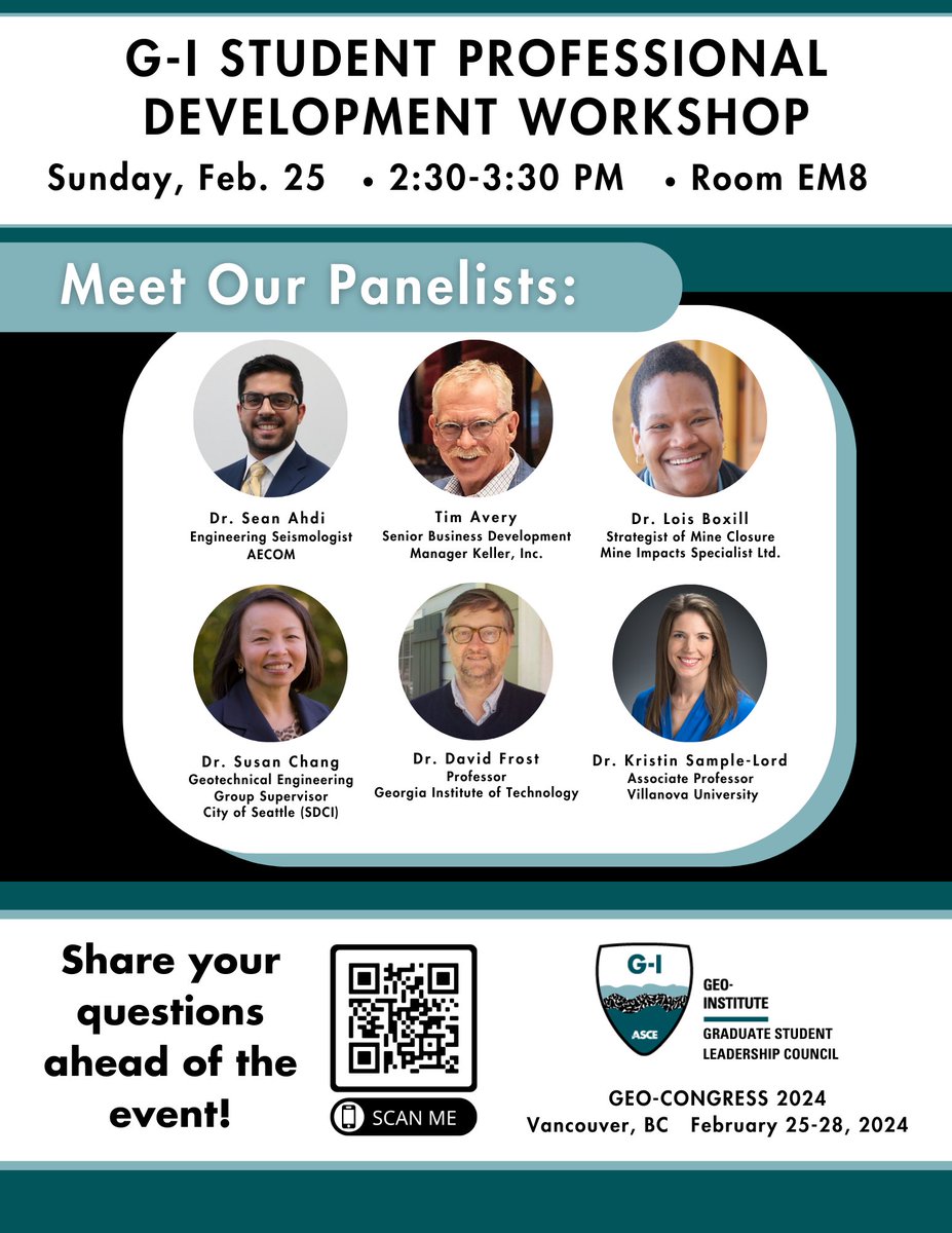 GeoInstituteSLC's tweet photo. Only 3 days left for #GeoCongress2024 🚨🚨🚨

Join us for the Professional Development Workshop on February 25th at 2:30 pm (PST).

Share your questions ahead of the event through: https://t.co/9svtYZSbzc https://t.co/DGoKbdvtAb