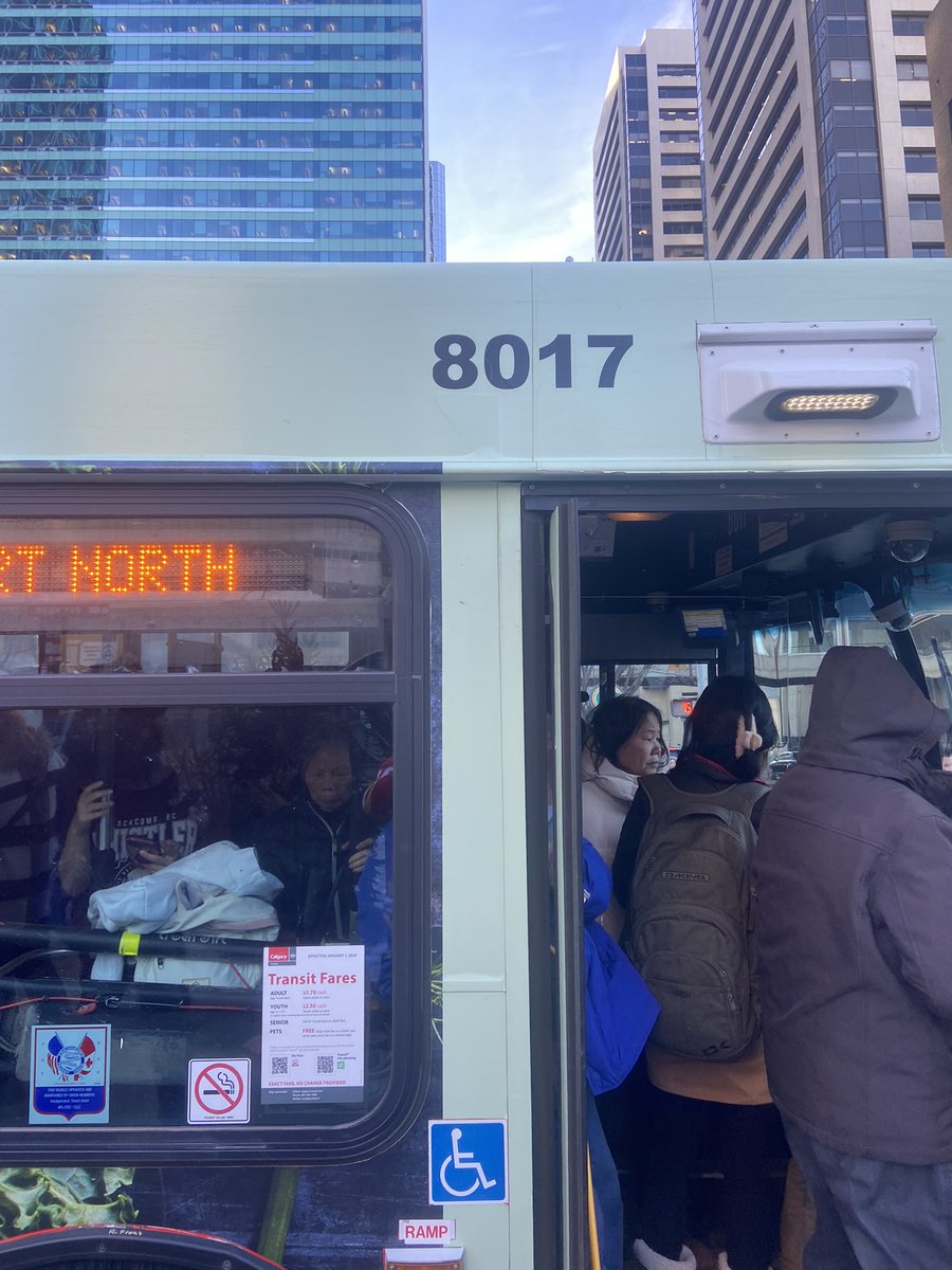 Ramea's tweet photo. @calgarytransit 15:53 and your bus is full again, every bloody day https://t.co/p1a9OvhcH0