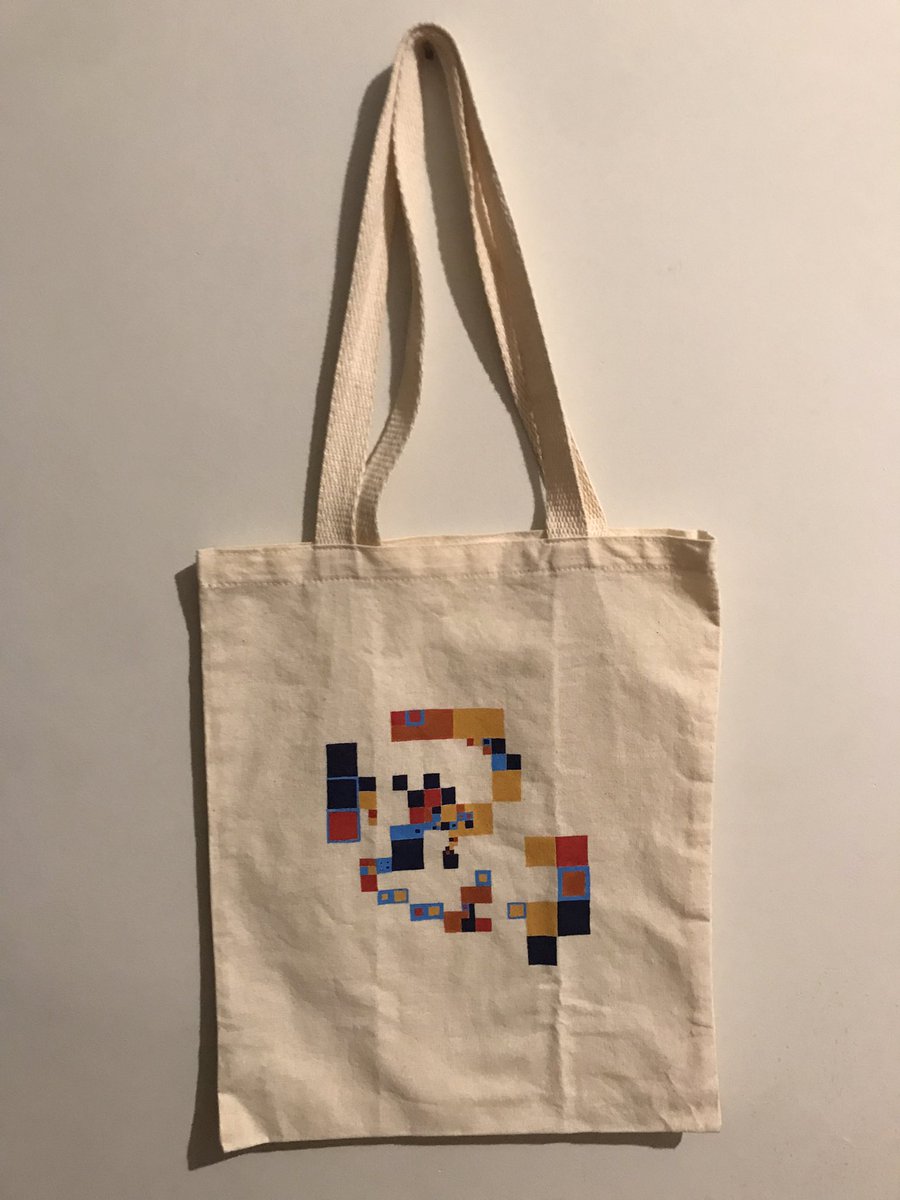 code2pixels_'s tweet image. Got this amazing gift based on my &quot;Recursive Rects&quot; generative collection 😍😍😍

Hand painted on a cloth bag ❤️