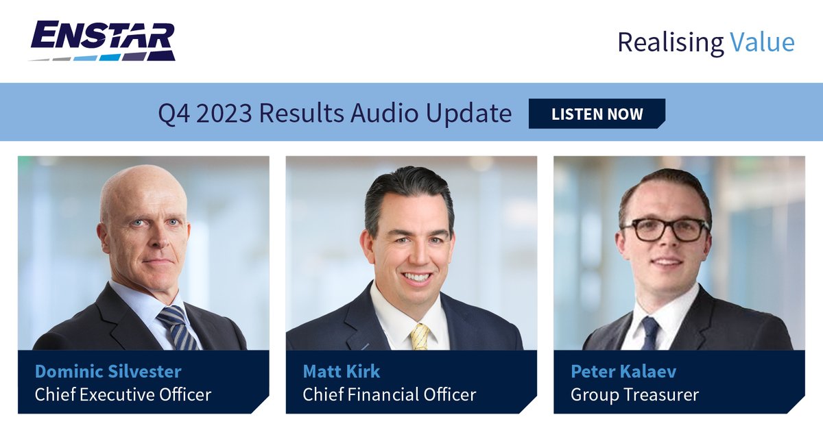 Listen to our Q4 and year-end 2023 results audio update with Dominic Silvester (CEO), Matthew Kirk (CFO), and Peter Kalaev, CFA (Group Treasurer). investor.enstargroup.com/news-releases/… #Q4Results #FY2023Results #Reinsurance #Insurance #RunOff