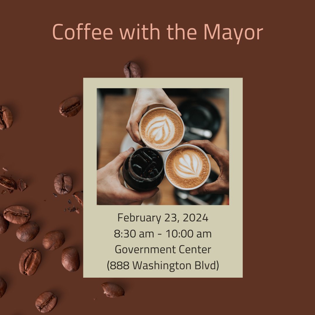 Join me tomorrow at 8:30 am in the lobby of the Government Center for coffee! I’m looking forward to meeting with residents and hearing about the issues that matter most to you.