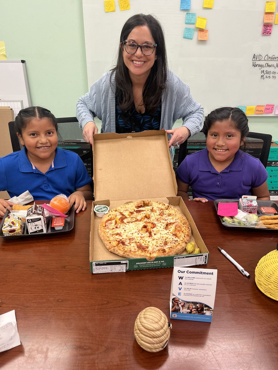 amy_tomas_lopez's tweet photo. 🍕 Pizza party time! 🎉 Celebrating with two awesome 3rd graders who each saved up 100 Starbucks for this tasty reward. 🌟 🍕#RelationshipsMatter #PizzaLunchReward #SWPBS https://t.co/Ix07OdumhN