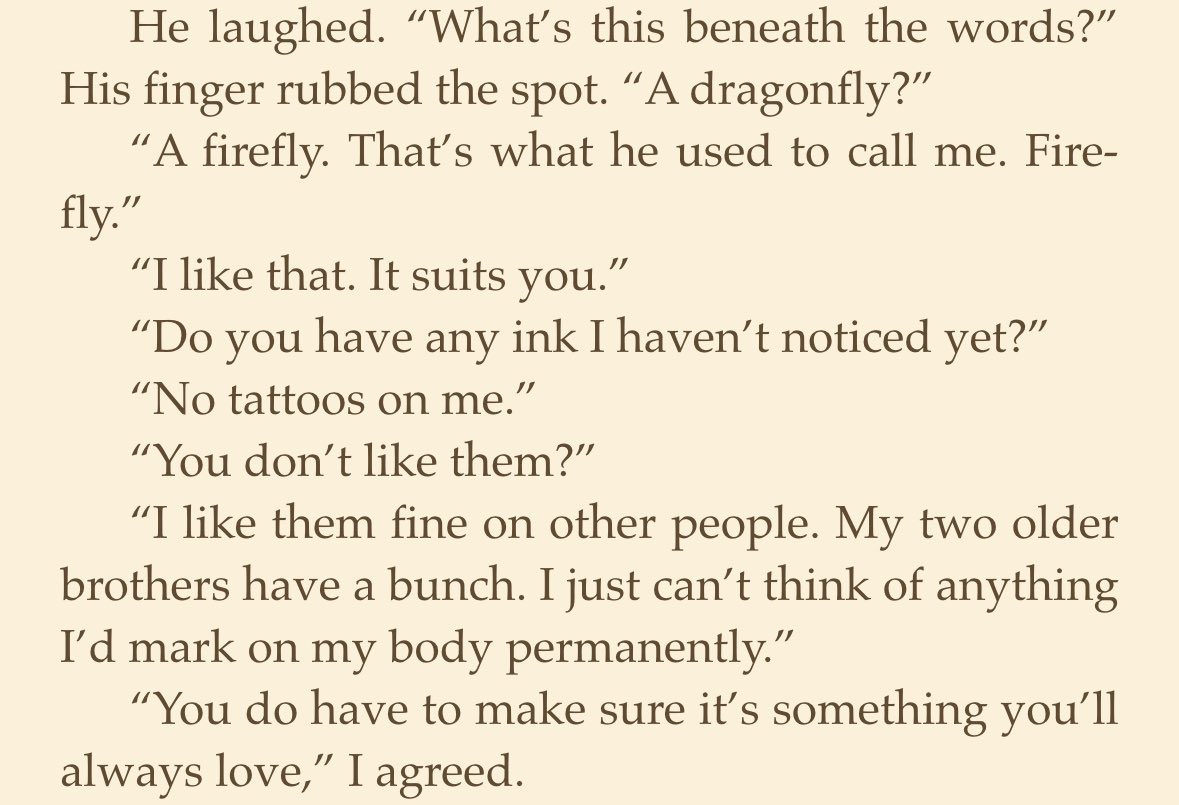 I love a good foreshadow like I know this man is gonna be getting a tattoo about her a few chapters later 😏