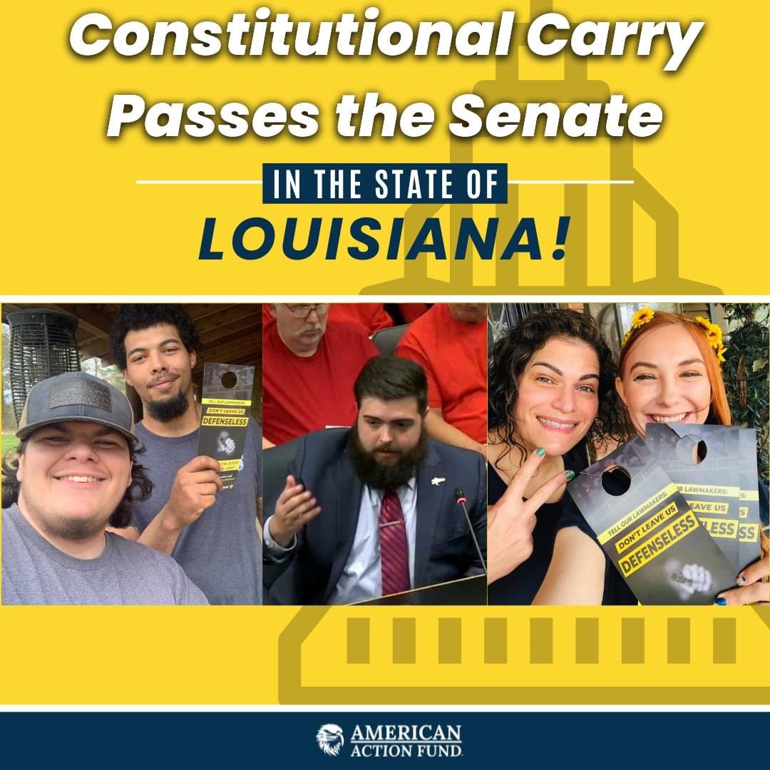 Major Victory in Louisiana as 100% Constitutional Carry passes the Louisiana Senate.

It now heads to the House then the Governor's desk to become law.
#louisianapolitics #ConstitutionalCarry