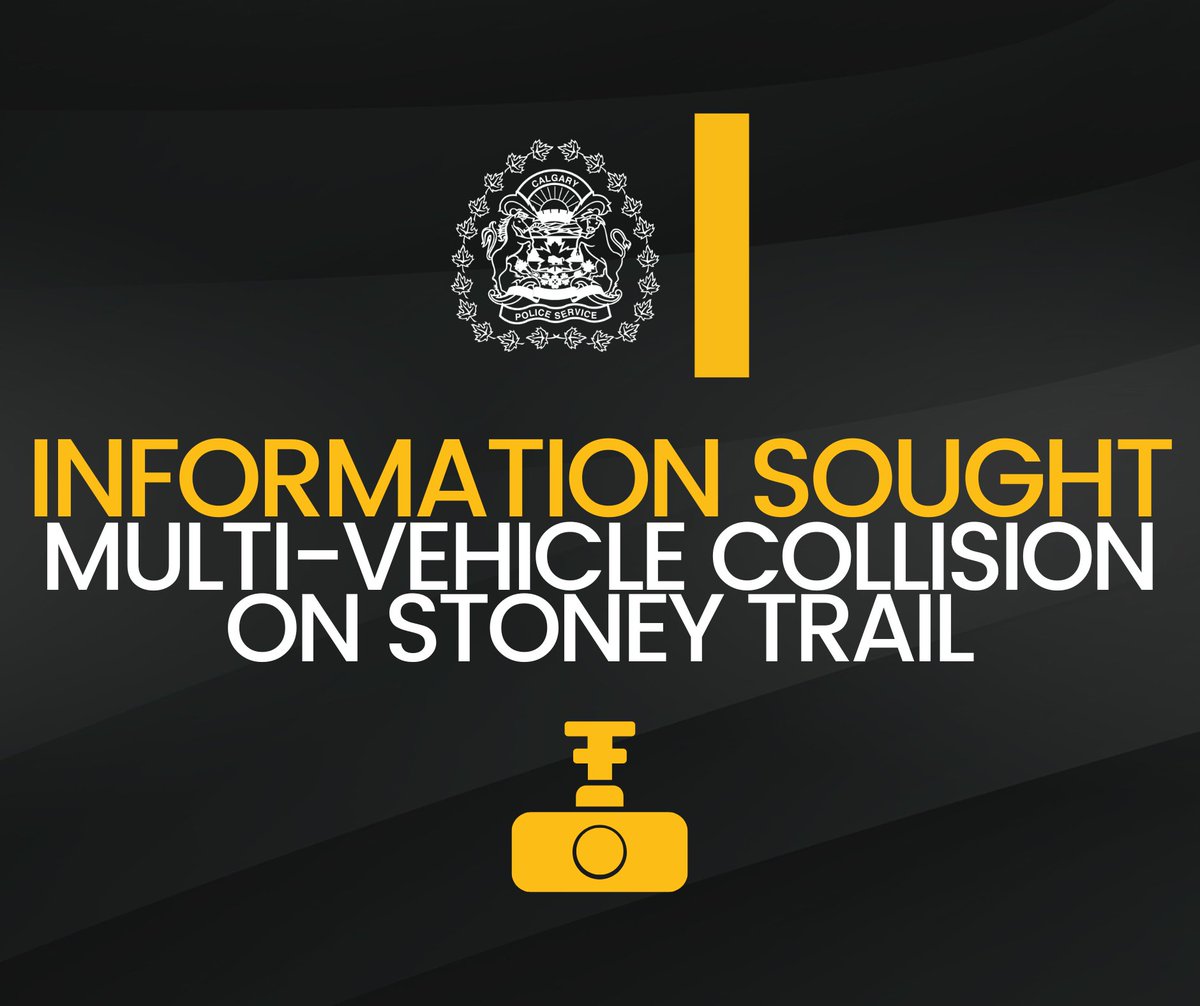 CalgaryPolice's tweet photo. 🔎 INFORMATION SOUGHT 🔍

We continue to investigate a collision involving several vehicles that occurred at approx. 6 p.m., on Wednesday, Feb. 21, 2024, on Stoney Trail N.E.

Anyone with information about this incident, or dashcam footage from the area at the time of the collision, is asked to contact police.

ℹ Full details of the incident & vehicles involved can be found in the release.

🌐 https://t.co/06EHXc2Ykt