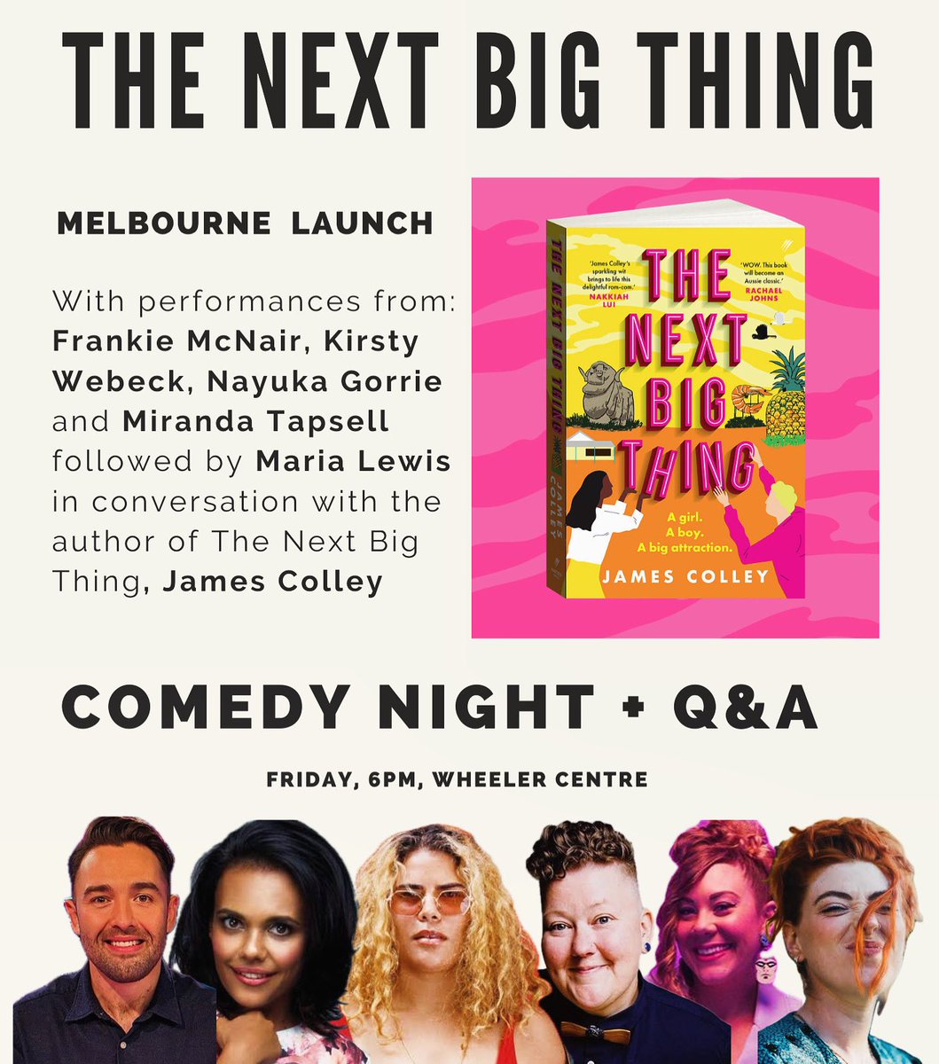 MELBOURNE We’re launching at the @wheelercentre tonight, 6pm, free entry, bonkers line up. Feat. @missmirandatap @FrankieMcnair @NayukaGorrie @moviemazz and @KirstyWebeck See you there!