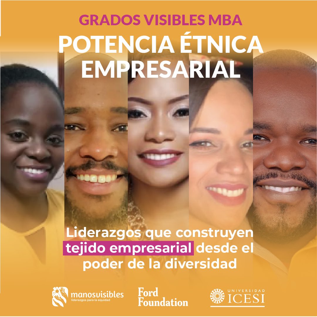 ManosVisibles's tweet photo. Escribimos una nueva historia junto a 5 #MagísteresVisibles del MBA @icesi estos liderazgos construyen tejido empresarial que impulse procesos de crecimiento y desarrollo socio económico.

#PotenciaÉtnicaEmpresarial https://t.co/fI4fuTwlJF