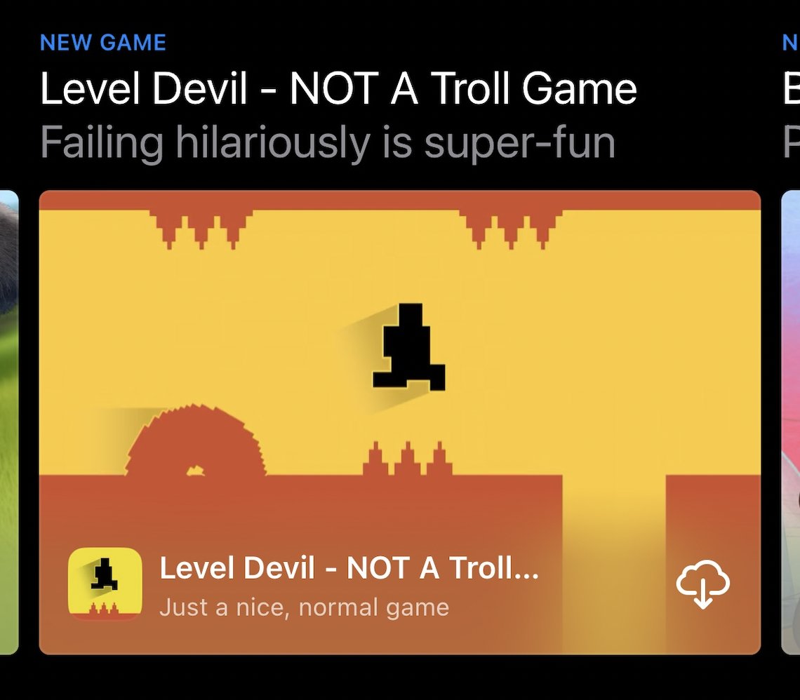 Unept's tweet image. Adorable little @AppStoreGames feature spotted in the wild... #leveldevil