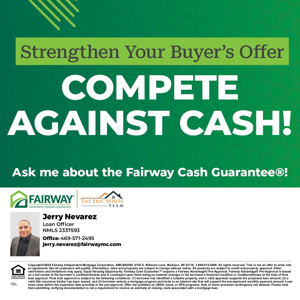 We can help your clients compete with cash offers! Contact me today to learn more. #jerry_themortgageguy #mortgage101 #yourloanexpert #mortgagematters mobile.fairwaynow.com/homehub/signup…
