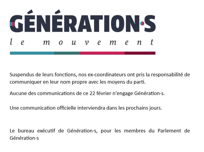 Communiqué des instances officielles de Génération•s.