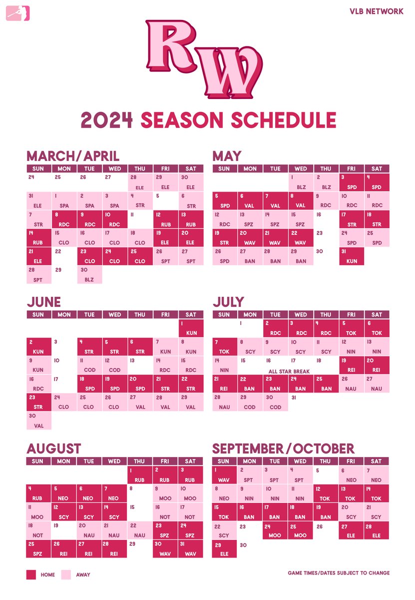 VLBNetwork's tweet photo. Redwings 2024 Season Schedule ⚾️ https://t.co/NPSXDK00Ud