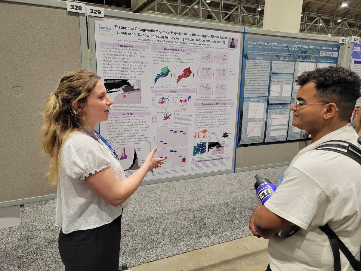 Kelton McMahon (@drkeltonmcmahon) on Twitter photo Last but not least, <a href="/URIGSO/">URI Graduate School of Oceanography</a> MS student <a href="/lindsay_agvent/">Lindsay Agvent</a> sharing insights into the movement ecology of Jonah crab in southern New England using multi-tissue isotope clocks and isoscapes to support sustainable fisheries development. #OSM24 #FisheriesScience #Isotopes #crabs Last but not least, <a href="/URIGSO/">URI Graduate School of Oceanography</a> MS student <a href="/lindsay_agvent/">Lindsay Agvent</a> sharing insights into the movement ecology of Jonah crab in southern New England using multi-tissue isotope clocks and isoscapes to support sustainable fisheries development. #OSM24 #FisheriesScience #Isotopes #crabs