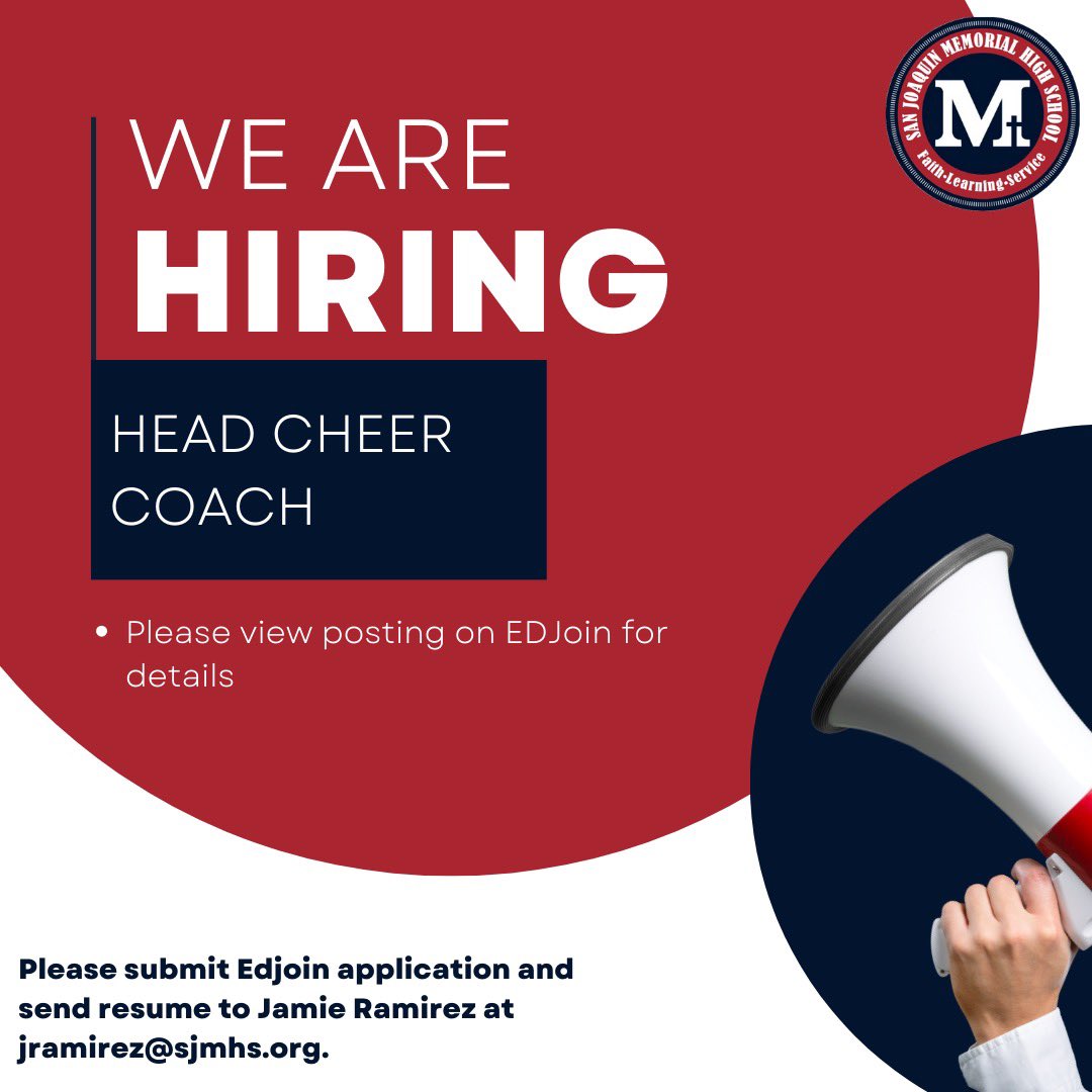 WE ARE HIRING! #cheer #cheercoach Please spread the word and tag those that may be interested in this opportunity! #wearehiring Apply here: edjoin.org/Home/JobPostin…