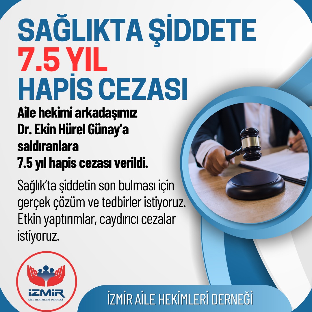 Arkadaşımıza acımasızca saldıran kişiler 7.5yil hapis cezası aldılar. Bizler etkin bir sağlıkta şiddet yasası çıksın ve şiddet son bulsun istiyoruz. Şiddet olduğu sürece karşı çıkmaya devam edegiz