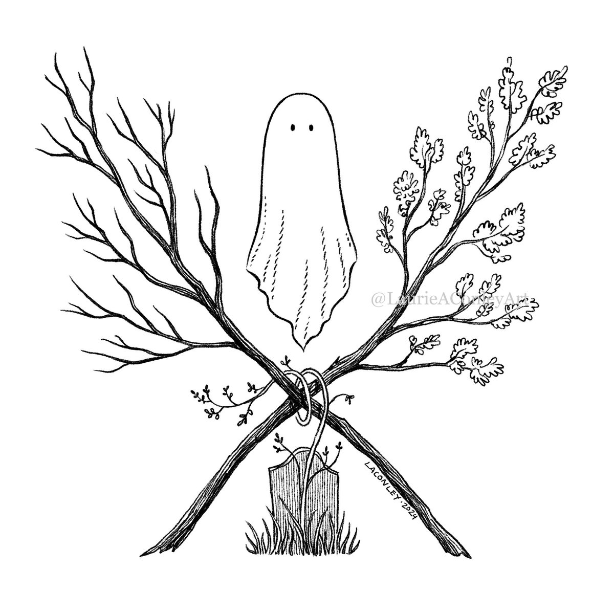 Crossroads. 100 Ghosts: 96/100 #100daydrawing2023