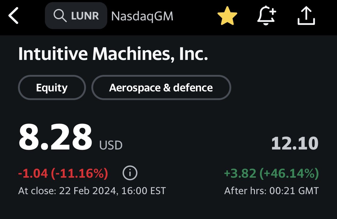 $LUNR 46% up after hours and rising… this stock is going to blow the roof off!!! Poor little shorties 🔥 burn!!!