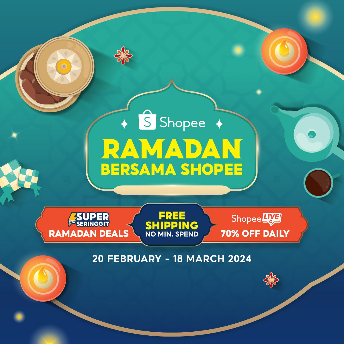 🌙 Get ready for Ramadan Bersama Shopee!!
👉PROMO CODE : SHPRRST
Free Shipping No Min. Spend
Super Seringgit Ramadan Deals
70% Off Shopee Live Daily
#ramadanbersamashopee #ShopeeMY 

👉Shop online with Shopee NOW!! : 
invl.io/clkrbry
