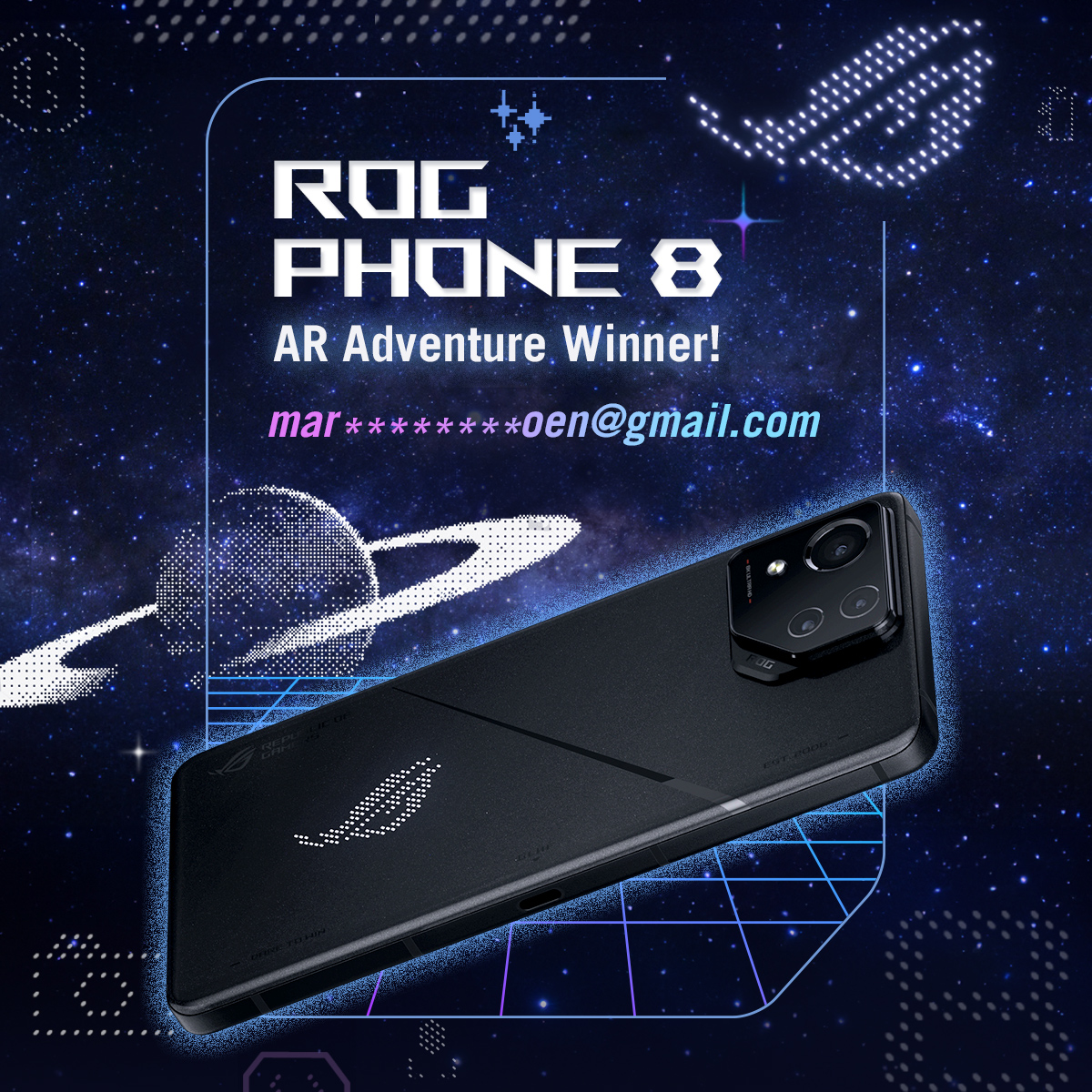 WINNER ANNOUNCEMENT
Thanks to everyone who participated in our ROG Phone AR Venture giveaway.

Congrats to our lucky winner!
mar*****oen@gmail.com

#ROGPhone8 #BeyondGaming