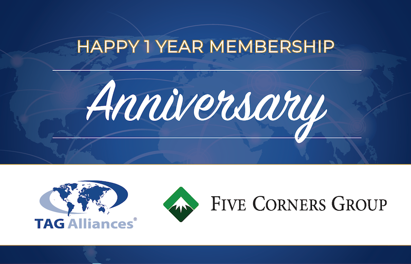 Excited to mark our one-year anniversary with TAG Alliances. Being part of this incredible community has been a rewarding journey. Thank you <a href="/tagalliances/">TAG Alliances (TAGLaw, TIAG & TAG-SP)</a>. 

#TAGAnniversary #Collaboration #FiveCornersJourney