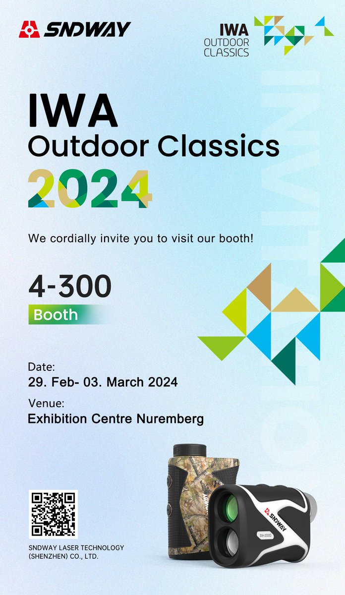 vickyleely's tweet photo. Welcome your visiting us at IWA Outdoor Classics 2024 Nuremberg Germany
29. Feb- 03. March 2024 
#SNDWAY #IWA2024 #rangefinder #hunting #outdoors https://t.co/Ec91xoM8dp
