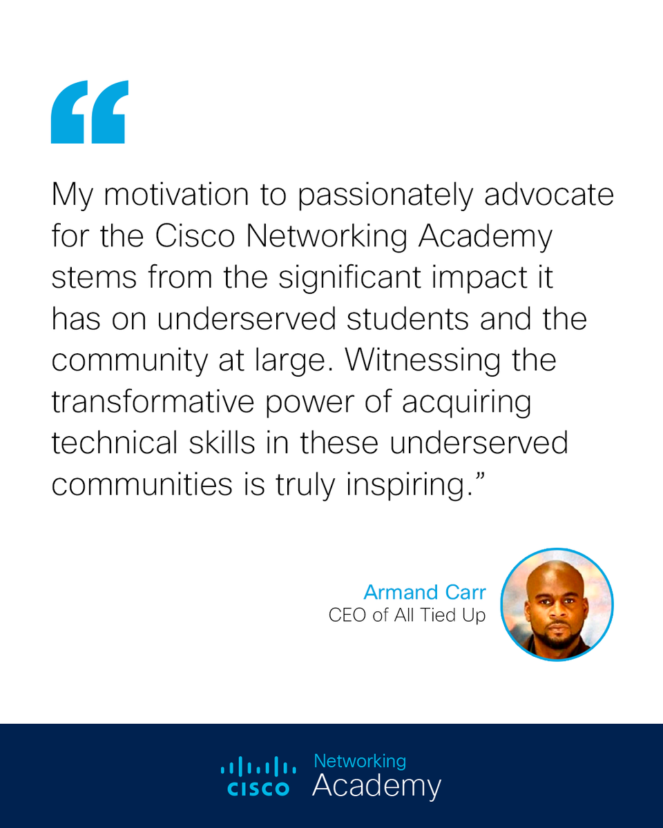 CiscoNetAcad's tweet photo. This is Armand, the inaugural winner of the Cisco Networking Academy Influencer Alumni Award π.
And this is his inspiring story: https://t.co/U59VDc5xzE
#BlackHistoryMonth #ThisIsNetAcad https://t.co/EfcPFIupoE