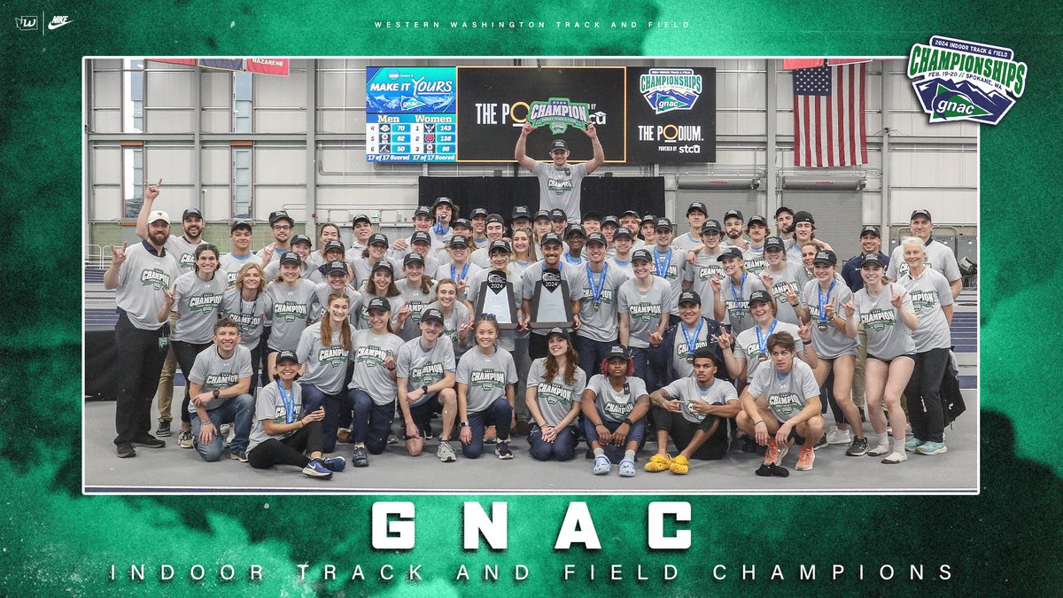 Champions x2! Congrats to @WWUTFXC on the sweep of the team titles at the 2024 GNAC Indoor Track & Field Championships!
