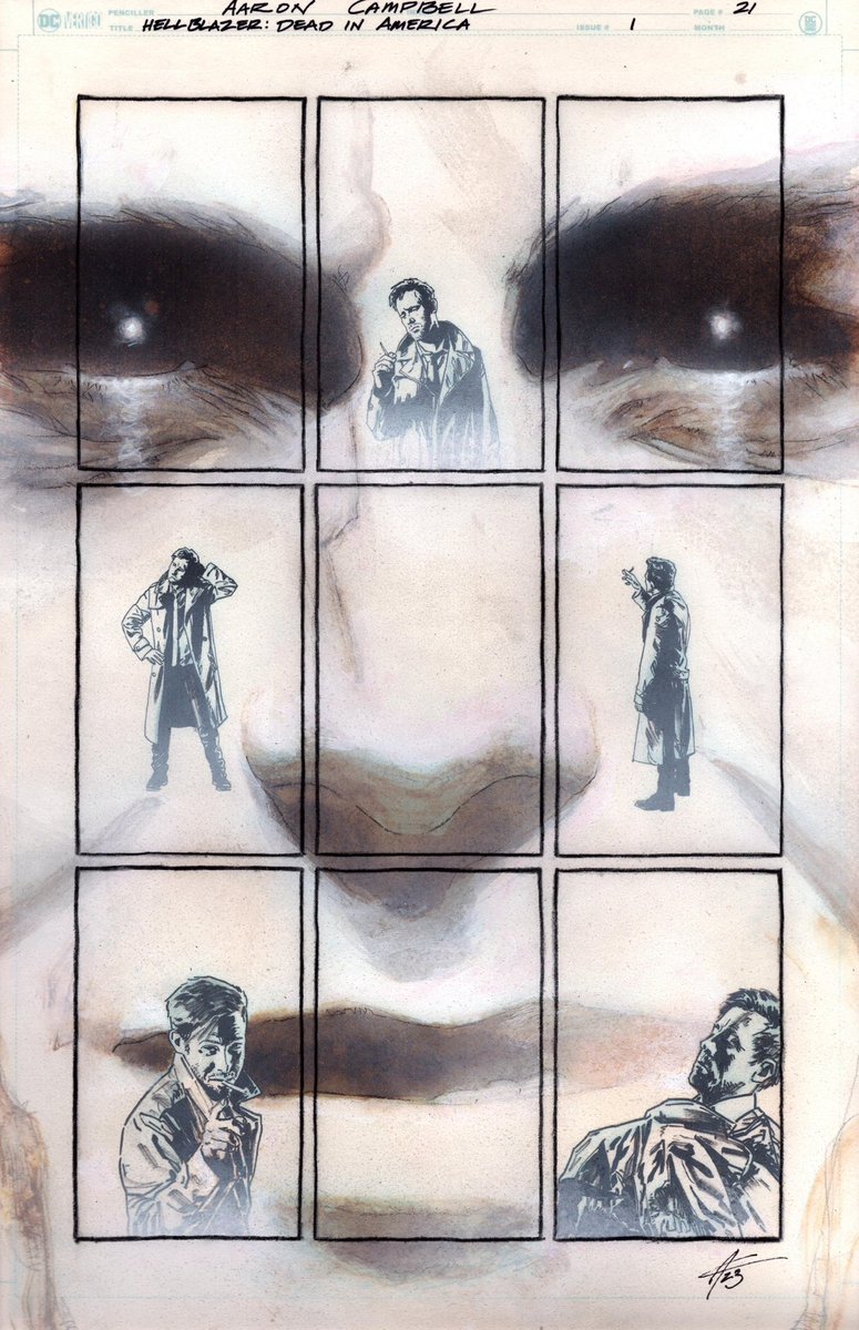 LeaderInsane's tweet photo. @therealzubes Grabbed these pages from Hellblazer. It’s different seeing them in person. https://t.co/Nh2MZSmhF5