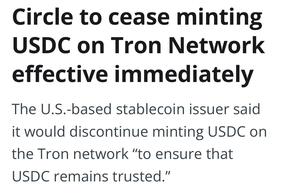 This is a big development, there could be an action against Tether and Tron  foundation for compliance related issues. Circle knows something that is  not in general public domain.