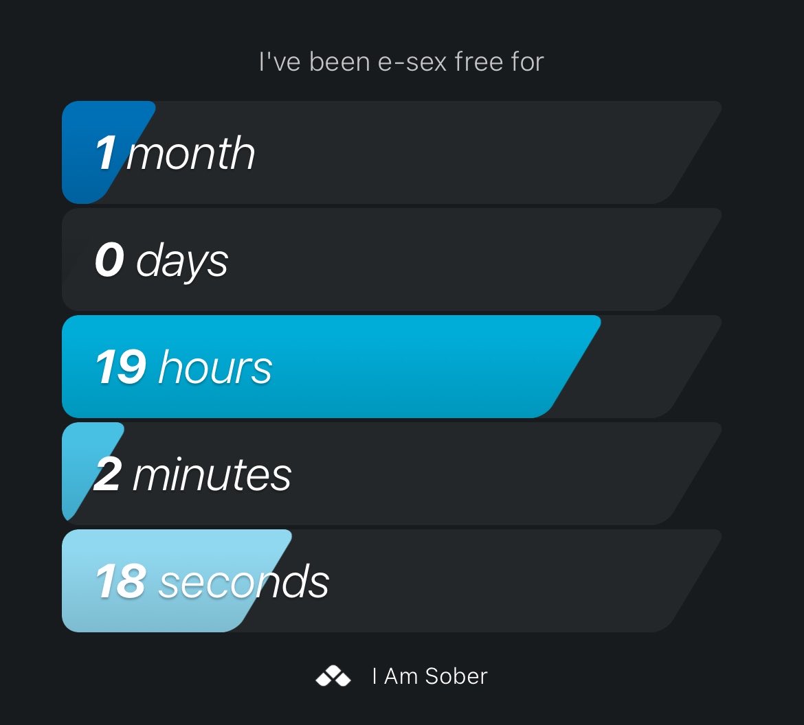 I've been e-sex free for 1 month #iamsober