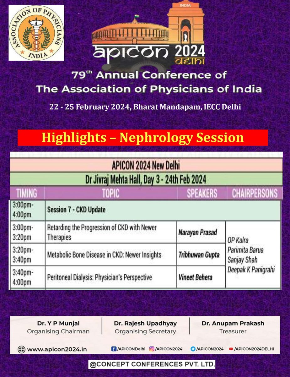 Dont miss the interesting #CKD #Nephrology at #APICON24 on 24 Feb 24 1100hrs #BharatMandapam #NewDelhi 🔥Register now at apicon2024.in @apiindia_ @Apicon2024 @2023Apicon @AskDrShashank @pdsiindia @isn_india @IndiaSoTx @IMAIndiaOrg @indianjnephrol @ijotransplant