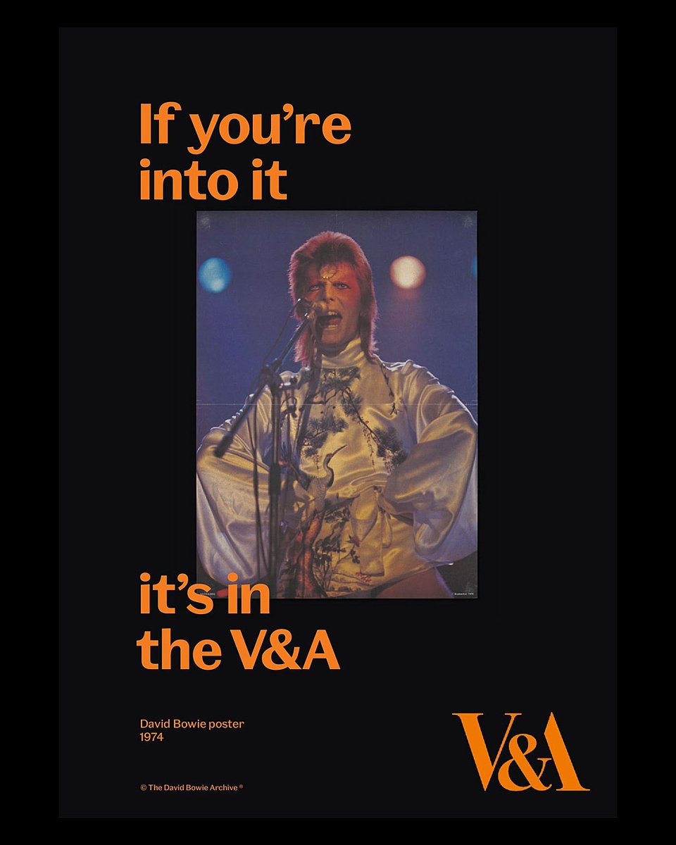 DavidBowieReal's tweet photo. V&A BOWIE ADVERT IN MOJO

“Yeah! I ran to the street looking for information...”

The first picture here is one of Mick Rock’s backstage photos of Bowie in Scotland in May 1973, possibly the Music Hall in Aberdeen on the 16th...somebody will know.

The second image is the full-page V&A advert running in the current edition of MOJO magazine (April). The ad was published to build excitement for the Bowie Archive which will open at V&A East Storehouse in 2025.

It’s of an anabas poster issued in 1974 with a photograph taken possibly at the same 1973 Aberdeen show. If memory serves, this shot, along with others, was taken for a local newspaper report.

The anabas company cornered the market with this type of thing, licensing an image which would be repeated across several pieces of merchandise, including a badge, pendant, keyring and poster. See the third image for the pendant utilising the same shot.

The final image is the full-length version of the first shot because it would be rude not to include it.

📸 Mick Rock

#BowieArchiveVAM  #BowieScotland