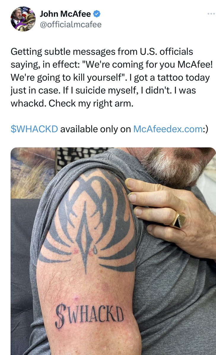 Uncommonsince76's tweet photo. @WallStreetSilv Never forget. R.I.P John Mcafee https://t.co/yqYfytltJX