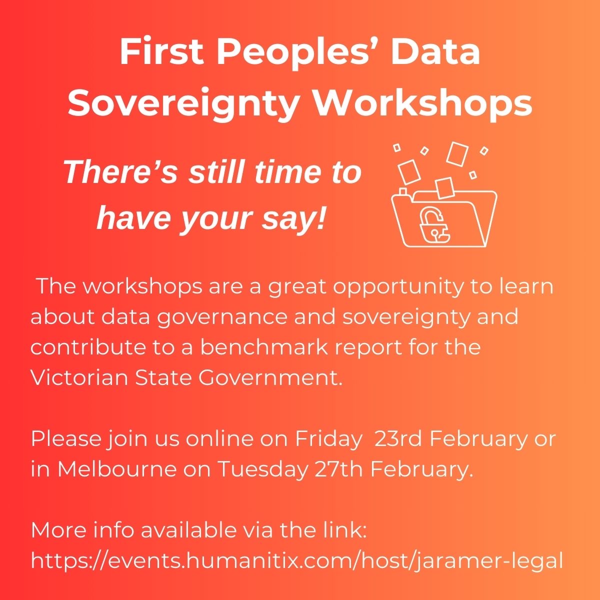 IndigenousStudies (@indigenousuom) on Twitter photo Join us: <a href="/JaramerLegal/">Jaramer Legal</a> & Indigenous Data Network at @unimelb are hosting workshops to help @VicGov_DJSIR develop a First Peoples’ data sovereignty framework. Join us: <a href="/JaramerLegal/">Jaramer Legal</a> & Indigenous Data Network at @unimelb are hosting workshops to help @VicGov_DJSIR develop a First Peoples’ data sovereignty framework.