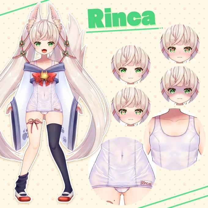 性癖ネジ曲がりVtuber【Rinca】ちゃん の新しいお体を描かせて頂きました!大変えっちな白スク水セーラーで和風白狐なおしがま系のとってもかわいいロリ狐娘ちゃんですみんな推してねYouTube  X #Rincamovie \\ 変態です! // 