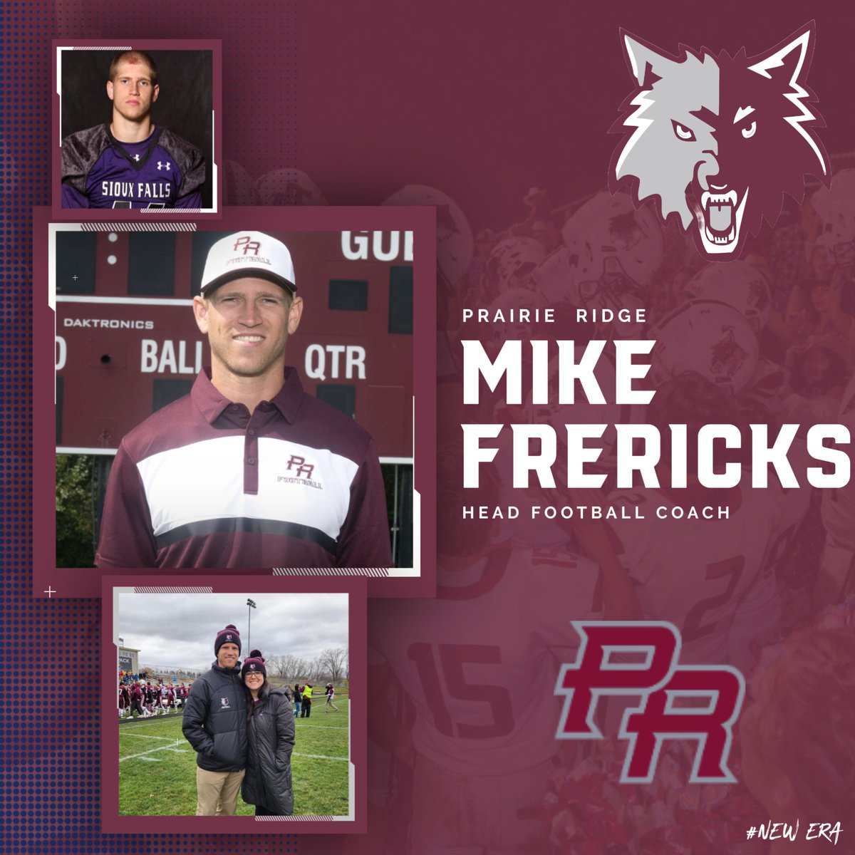 So proud to have Coach Frericks take over the program as Head Football Coach! He will carry on our wonderful traditions that made our program special but I am excited to see some of the new things he has in store for the program! #newera #bigthingsahead