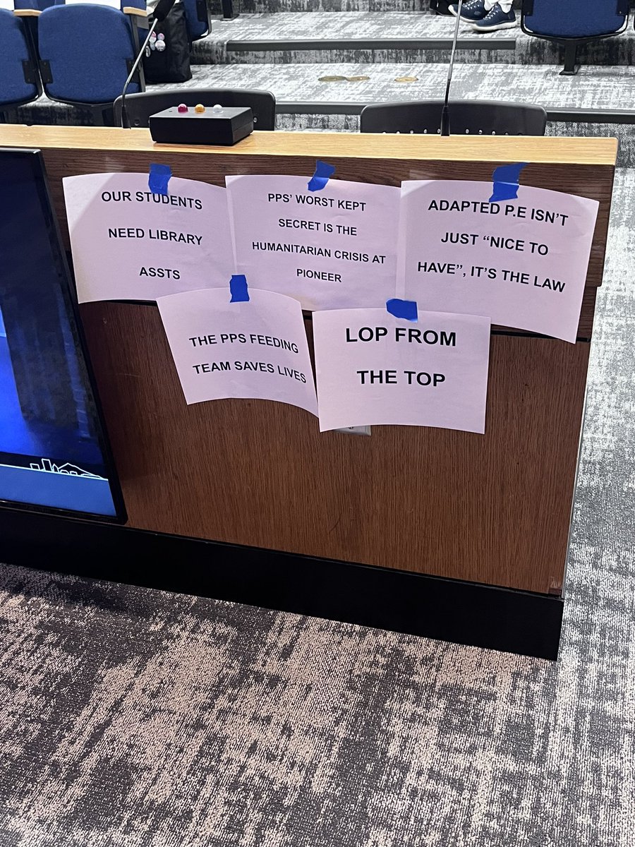 here at the @PPSConnect board meeting to demand restored funding to speciql education and vital student support services @pdxteachers @PPSAdaptedPE