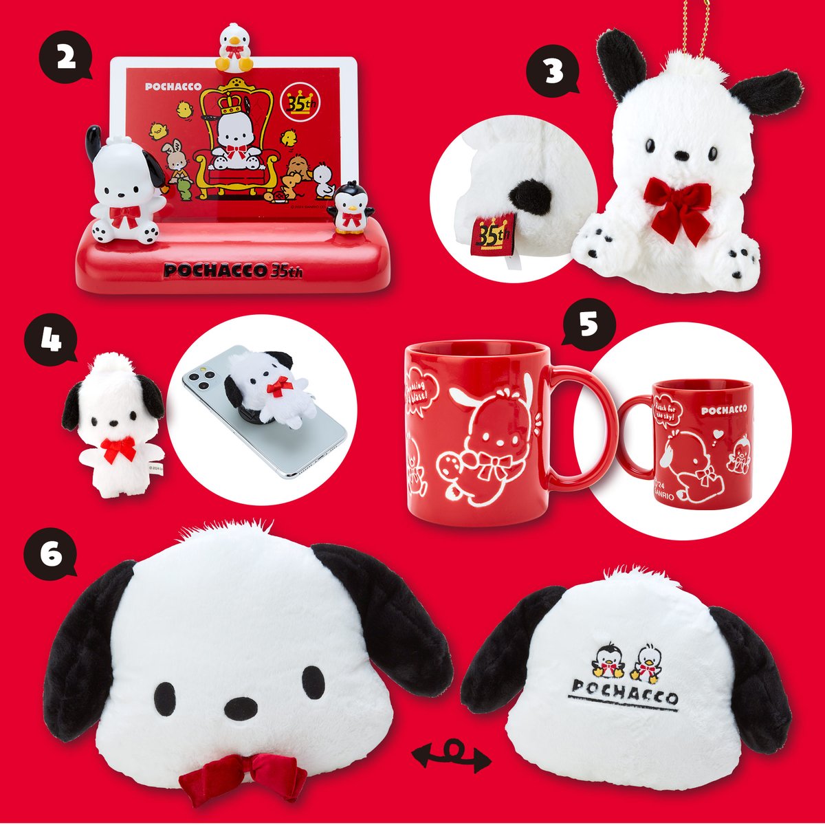 sanrio_oshikatu's tweet photo. ＼⚠️新商品【予告】📣／
ポチャッコ35周年を記念した「レッドリボンデザインシリーズ」が2/28(水)に登場🥹🩷

「ぼくらしくリボンでおめかし♪」をテーマにお友だちとお揃いのリボンをつけてる��
なんと❣ラインナップは全部で19種類と豊富すぎて迷っちゃうね😭💕全部可愛すぎる…😭

ちなみにサンリオショップ＆サンリオオンラインショップでは同じく2/28(水)より「ポチャッコ35周年オリジナルステッカー」がプレゼントでもらえるよ🎁
数量限定だからステッカー欲しい人は早めにゲットしてね🩷

■購入：サンリオ直営店・百貨店のサンリオコーナー、サンリオオンラインショップほか
■発売日：2/28(水)
■ラインアップ：
1.ぬいぐるみ…3,894円
2.��ォトフレーム…4,180円
3.マスコットホルダー…2,200円
4.スマートフォングリップ…2,200円
5.マグカップ…1,760円
6.フェイス形クッション…3,894円
7.スマートフォンショルダー…2,970円
8.パスケース…1,980円
9.トートバッグ…2,200円
10.指人形マスコットホルダー…2,200円
11.ポーチ…1,650円
12.フラットポーチセット…1,980円
13.ステッカーセット…550円
14.プチタオル…792円
15.キーホルダー…990円
16.トランク缶ケース…2,970円
17.缶ケース入りメモ…792円
18.シークレットマスコット（全8種）…各990円
19.シークレットアクスタホルダー（全10種）…各693円

🔻詳細・購入はサンリオ公式オンラインショップ(楽天)にて💕
https://t.co/IXu300zwPl
⚠️発売日は2/28(水)～だよ！

🔻オリジナルステッカーの詳細はサンリオ公式サイトにて💕
https://t.co/4CLGYBriof

#ポチ���ッコ #ポチャッコ35周年 #サンリオ #pr