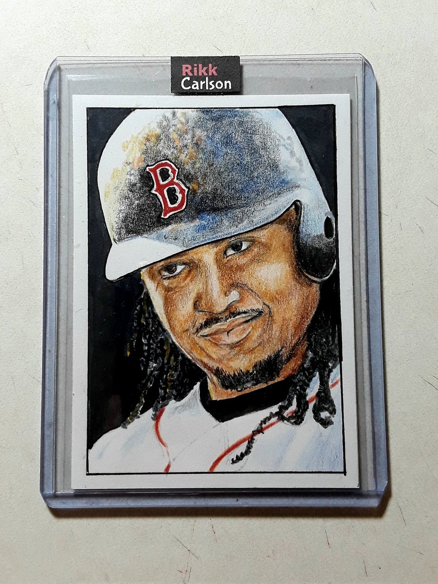 Got a Boston flash back for ya with a commissioned 'Manny ' 1/1 hand drawn card. #bostonredsox #cardart @Topps got a fave ?