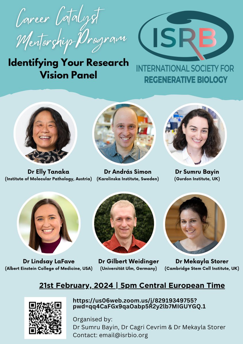 International Society for Regenerative Biology (@isrbio) on Twitter photo Looking forward to our first Career Catalyst Mentorship Panel Discussion tomorrow on 'Identifying Your Research Vision' at 5pm CET with <a href="/Tanaxolotl/">Elly Tanaka</a>, <a href="/sumrubayin/">Sumru Bayin</a>, <a href="/MekaylaStorer/">Mekayla Storer</a>, @asimonstockholm, <a href="/Lindsay_LaFave/">Lindsay LaFave</a>, <a href="/GilbertWeiding1/">Gilbert Weidinger</a>, <a href="/cagricevrim/">Çağrı Çevrim</a> Looking forward to our first Career Catalyst Mentorship Panel Discussion tomorrow on 'Identifying Your Research Vision' at 5pm CET with <a href="/Tanaxolotl/">Elly Tanaka</a>, <a href="/sumrubayin/">Sumru Bayin</a>, <a href="/MekaylaStorer/">Mekayla Storer</a>, @asimonstockholm, <a href="/Lindsay_LaFave/">Lindsay LaFave</a>, <a href="/GilbertWeiding1/">Gilbert Weidinger</a>, <a href="/cagricevrim/">Çağrı Çevrim</a>