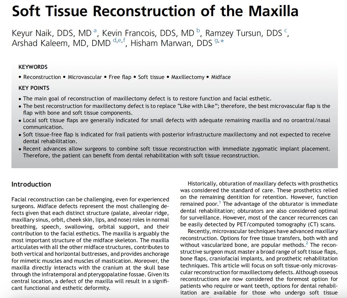 Happy to share our new publication in the Atlas of Oral and Maxillofacial Surgery @ClinicalKey @ClinicsReviews. A great group from different institutions focusing on soft tissue reconstruction for midface/ maxillectomy defects @UTMB_OMFS