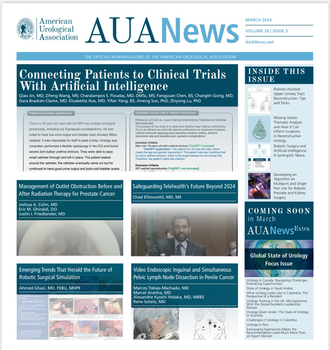 Check out our piece ⁦@AmerUrological⁩ #AUAnews edition March edition. We discuss ⁦@SimLabJHU⁩ ⁦@brady_urology⁩ work defining the essence of a Master surgeon using #AI ,Patient specific Simulation & specialized simulation curriculum for Single Port Robotic surgery.