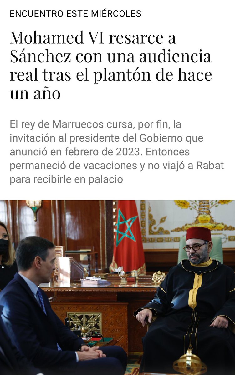 El desmantelamiento de la Unidad Operativa Anti Drogas y dos guardias civiles asesinados por los narcos que pasan las drogas desde Marruecos es el
precio que paga Sánchez para que Mohamed le reciba en audiencia real.  Miserable.