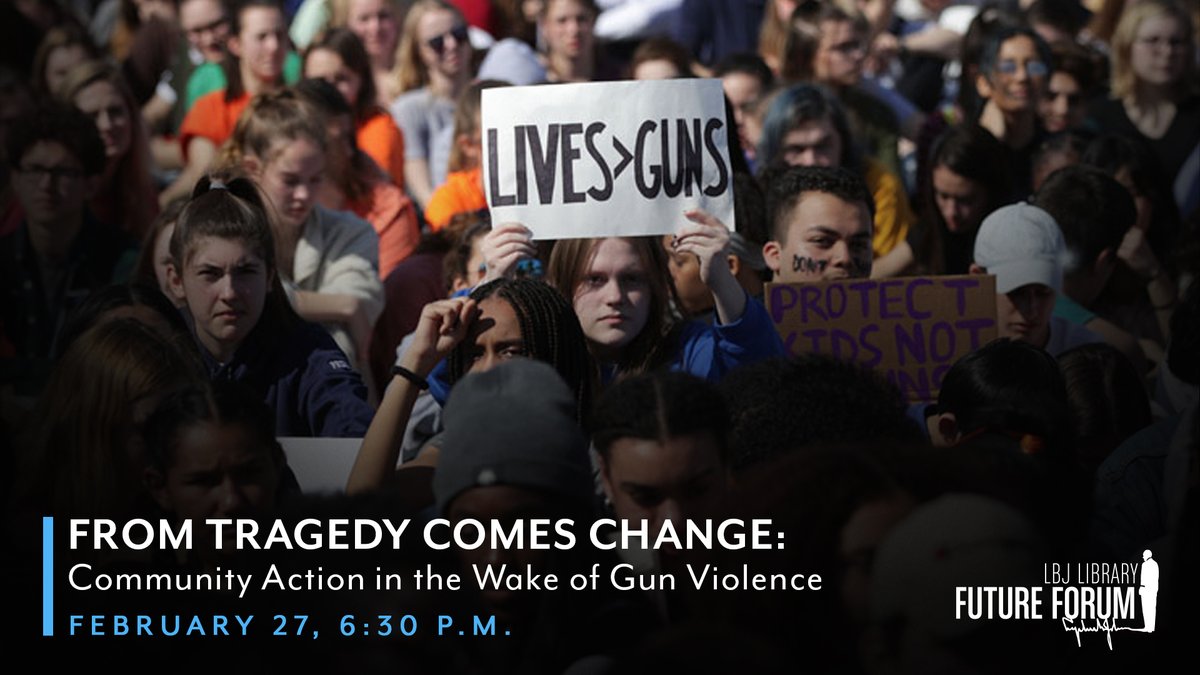 We're one week away from exploring how coalition building, community activism, and working with different stakeholders can lead to meaningful change in the wake of tragedy. Register today: lbjlibrary.org/events/future-… @tplohetski | @thebakarifdn | @Txtriallawyer | @txgunsense