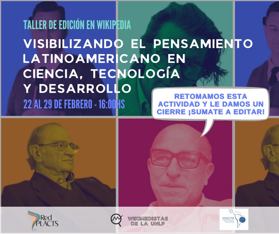wikiunlp's tweet photo. ¡Retomamos la Editatón "Visibilizando el PLACTED"!  

✅ Sumate a editar, mejorar y crear contenido sobre el PLACTED en Wikipedia y otros proyectos Wikimedia. 
 
✅¡No hace falta tener conocimientos previos sobre Wiki ni sobre el PLACTED!  

Inscripción: https://t.co/uQgiXxWFql https://t.co/oUns26iQB7