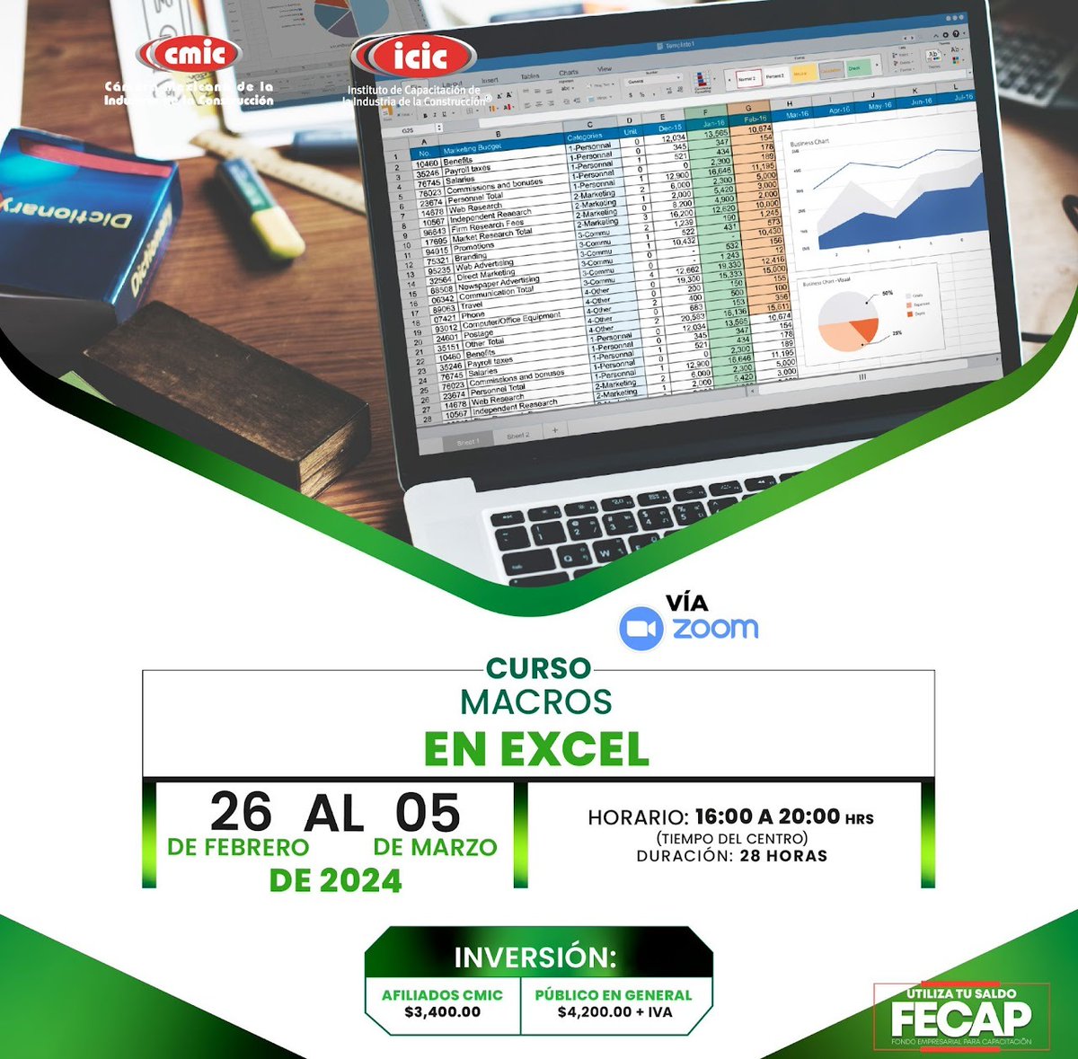 CMICHGO1's tweet image. 🏗️ ¡Ven con nosotros e invierte en tu crecimiento profesional!
🚀 Descubre las claves del éxito con nuestro curso de #MacrosEnExcel
🏢✨ ¡Inscríbete ahora!
📅 26 #Febrero
📱 Contáctanos por WhatsApp: rb.gy/xuocij
📞Llámanos al  771 189 0698
#CapacitarEsConstruir
