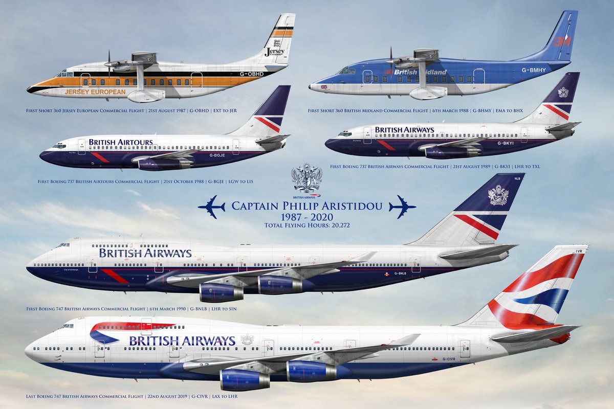 Custom Made Aviation Career/Retirement Artwork.
Over 20,000 flying hours for this Captain from 1987-2020 who flew with Jersey European, British Midland, British Airtours and <a href="/British_Airways/">British Airways</a> 
Art Requests: nick@airlinersillustrated.com 
Learn more: AirlinersIllustrated.com