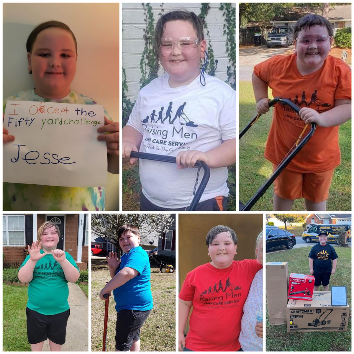 iamrodneysmith's tweet photo. Is your child ready to join the 50 Yard Challenge, following in the footsteps of many kids like Jesse of Warner Robins , GA who completed our 50 yard challenge in 2021 ?
 
To join, your child should create a sign that says, “I Accept the 50 Yard Challenge.” . Then, they’ll mow 50 lawns for free for the elderly, disabled, single parents, veterans, first responders, and active duty military in their community. For every 10 lawns mowed, they earn a new colored shirt, starting with white and progressing through orange, green, blue, red, until they reach 50 lawns and earn a black shirt .
 
Once they complete 50 lawns, they receive a brand-new mower, weed eater, and blower. The 50 Yard Challenge is available throughout the year and is not just limited to mowing lawns; it includes snow shoveling and leaf raking as well. Kids from all over the world are welcome to participate.
 
So, kids, are you ready to help those in need in your area?

 For more information and to sign up, visit: in bio