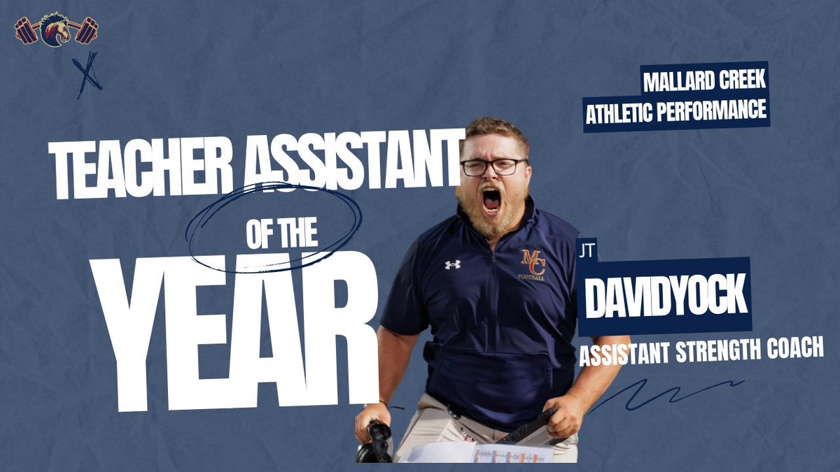 Congratulations to assistant S&amp;C coach/football coach <a href="/coachJTD34/">John Davidyock</a> on being named <a href="/MallardCreekHS/">Mallard Creek HS</a> Teacher Assistant of the Year!  

<a href="/MCHS_Mavericks/">THE_CREEK_Athletics</a> <a href="/NHSSCA_NC/">NHSSCA of North Carolina</a> <a href="/NHSSCA/">NHSSCA</a> <a href="/CMSAthletic1/">CMS ATHLETICS</a> <a href="/ToCreek/">WELCOME TO THE CREEK (Mallard Creek Football)</a> <a href="/Creek_AP/">Mallard Creek Athletic Performance</a>
