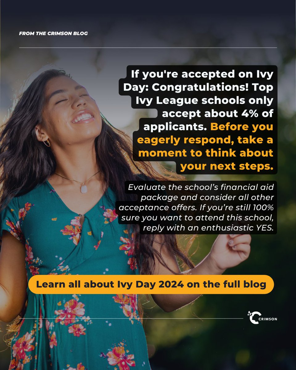 Crimson Education (@crimsonedu) on Twitter photo This blog will look at what Ivy Day is and what to expect on this big day. We'll also discuss the history of Ivy Day, potential student emotions after results arrive, and tips on what to do next. 🔗 
#ivyday2024 #ivyleague #crimsoneducation crimsoneducation.org/blog/ivy-day/?… This blog will look at what Ivy Day is and what to expect on this big day. We'll also discuss the history of Ivy Day, potential student emotions after results arrive, and tips on what to do next. 🔗 
#ivyday2024 #ivyleague #crimsoneducation crimsoneducation.org/blog/ivy-day/?…